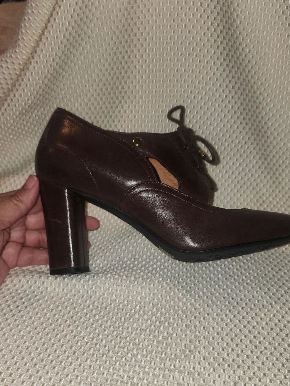 Clarks Brown Leather Lace-Up Women's Heels
